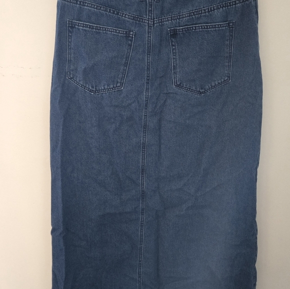 NWOT Long Denim Distressed Skirt with High Slit - Picture 7 of 8